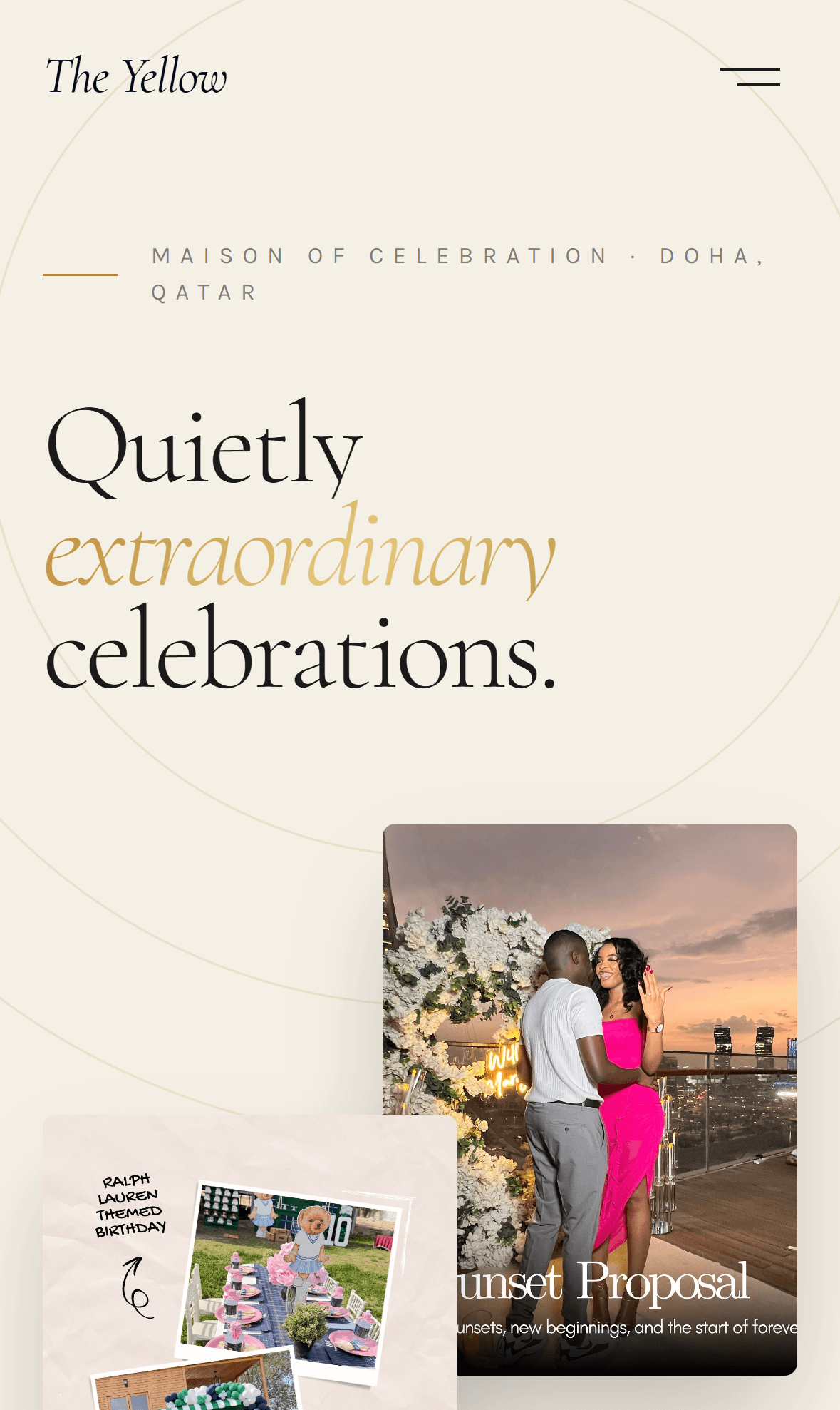 The Yellow Events website on a phone