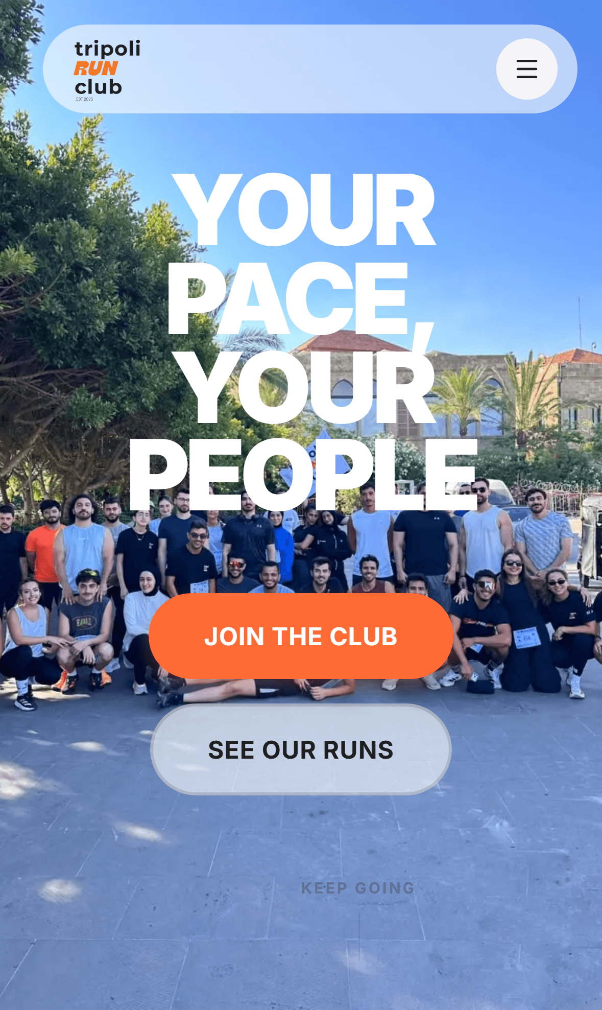 Tripoli Run Club website on a phone