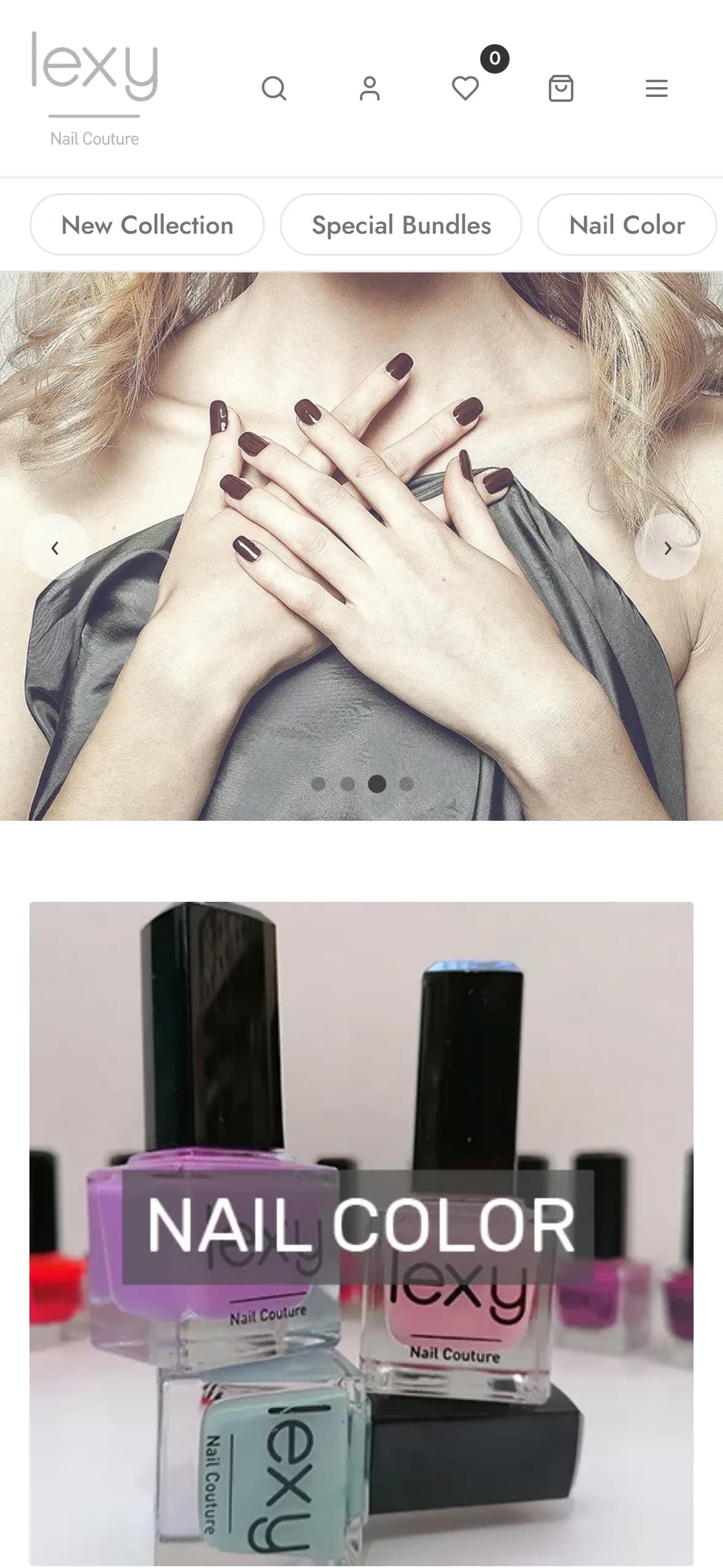 Lexy Cosmetics storefront on a phone