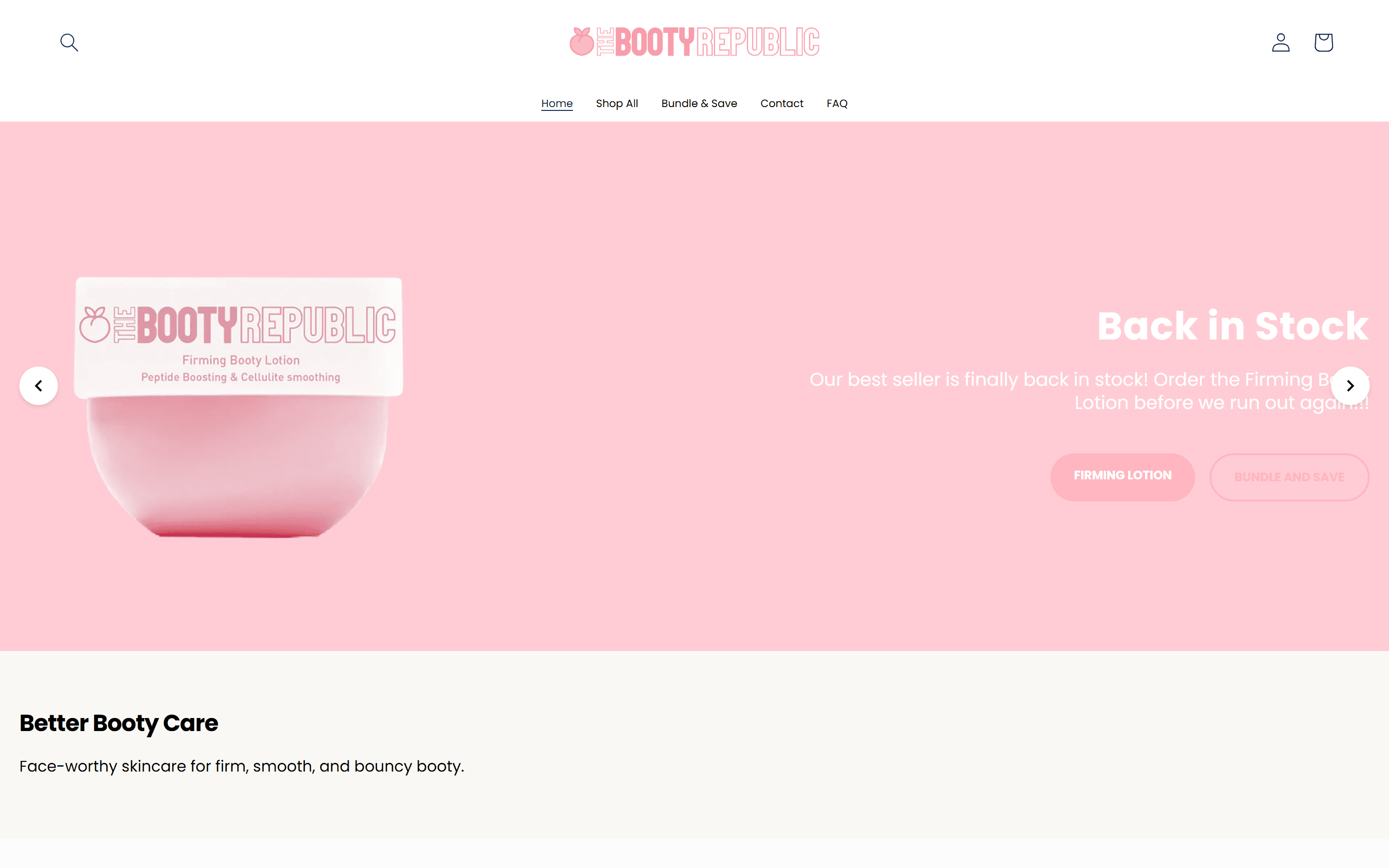 The Booty Republic storefront home page