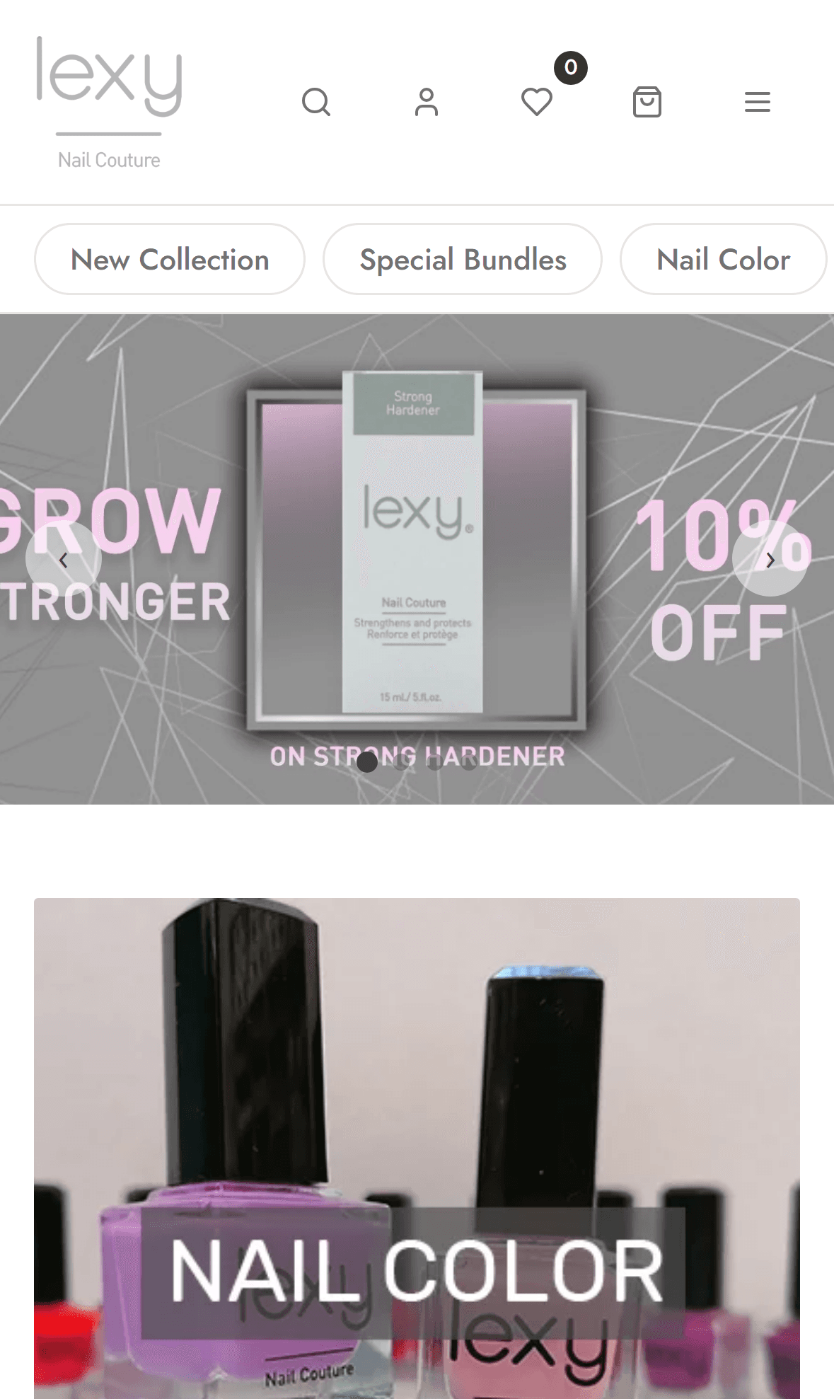 Lexy Cosmetics storefront on a phone