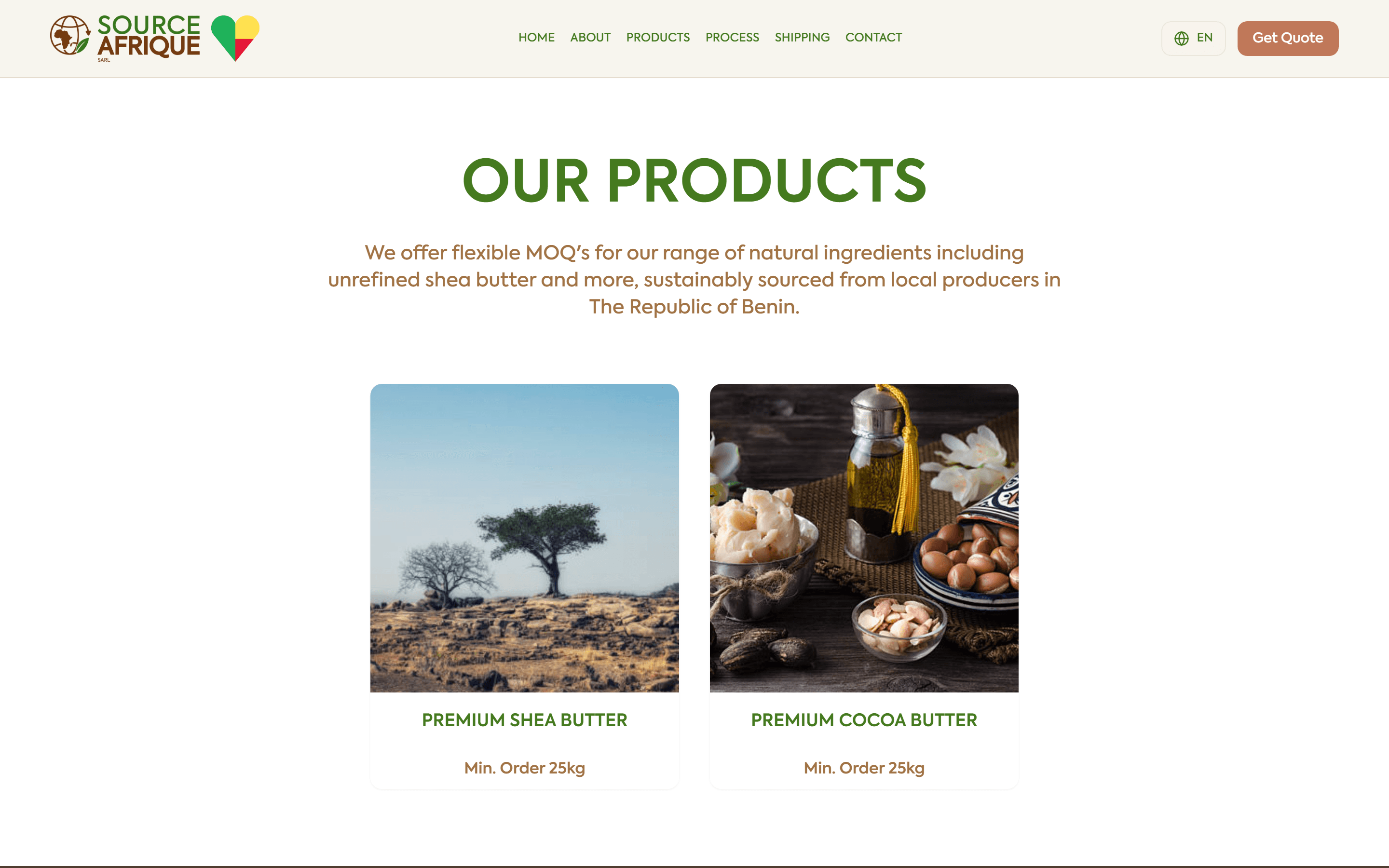 Source Afrique bulk product range