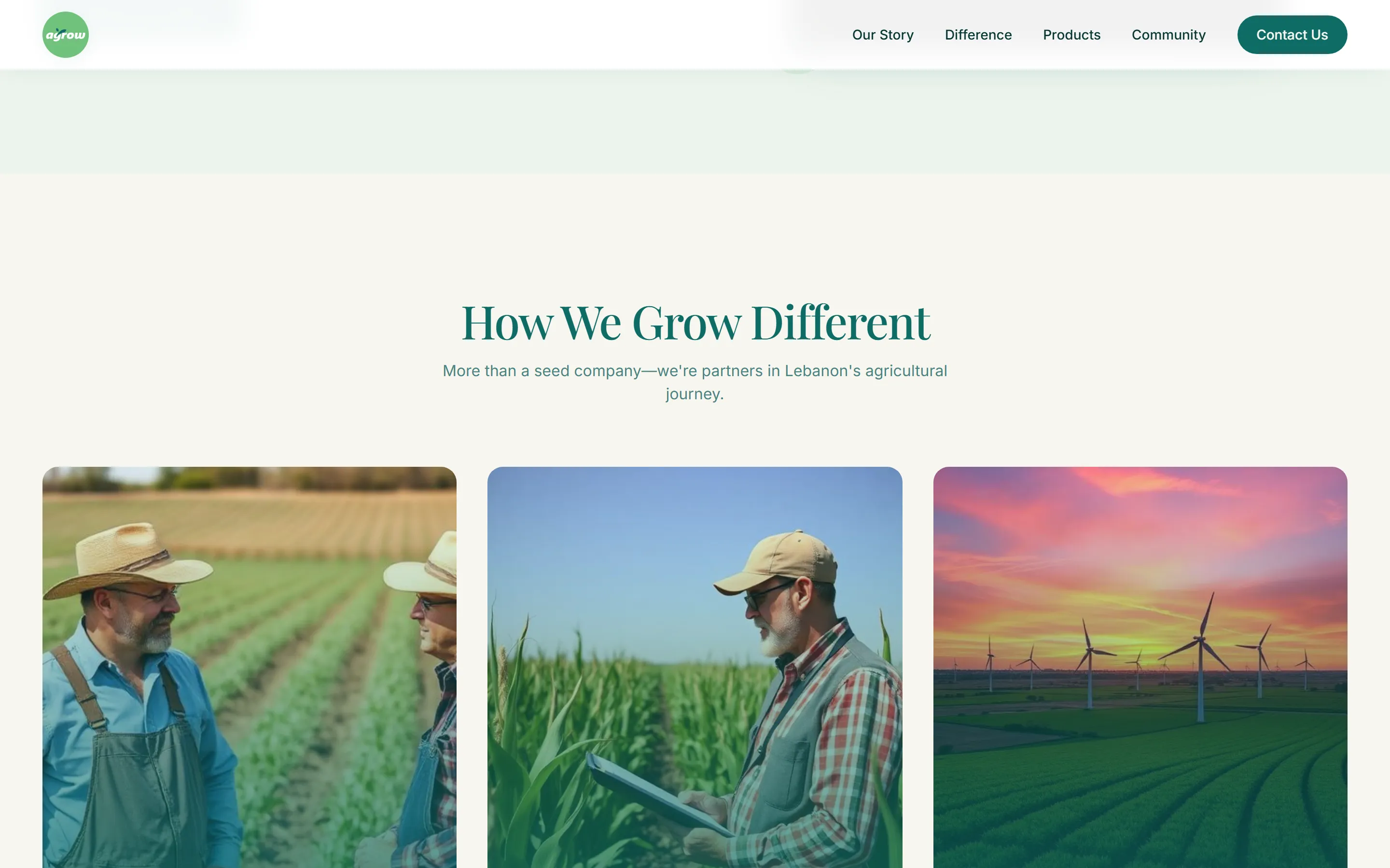 Agrow Lebanon website section on how the company works with farmers