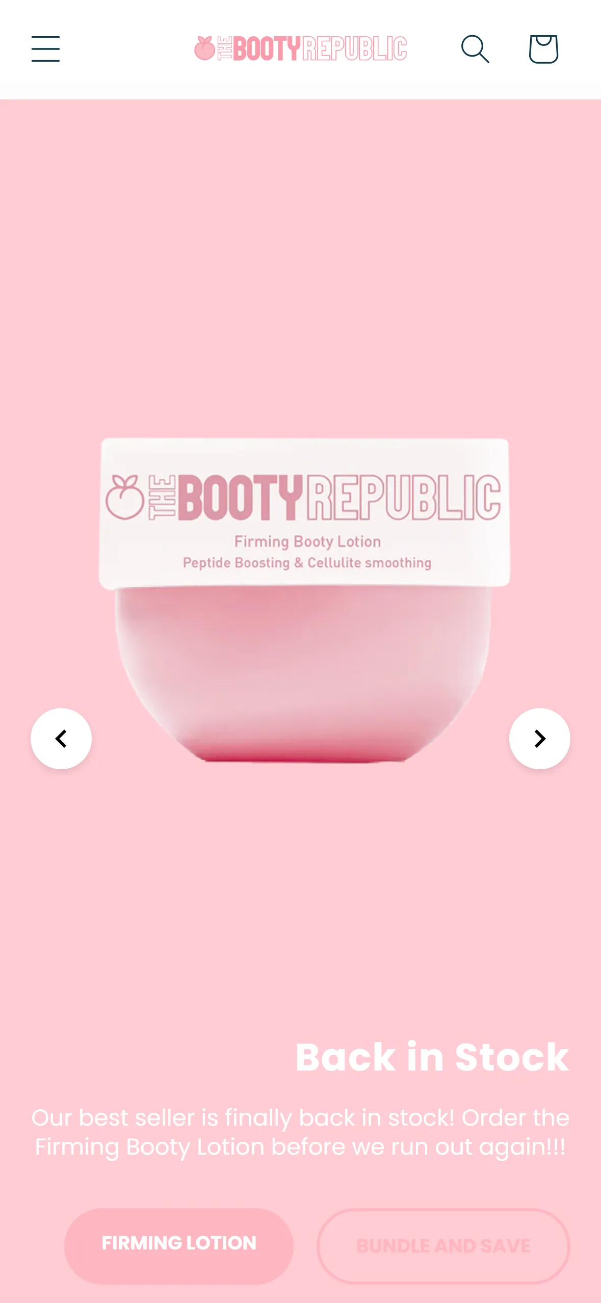 The Booty Republic storefront on a phone