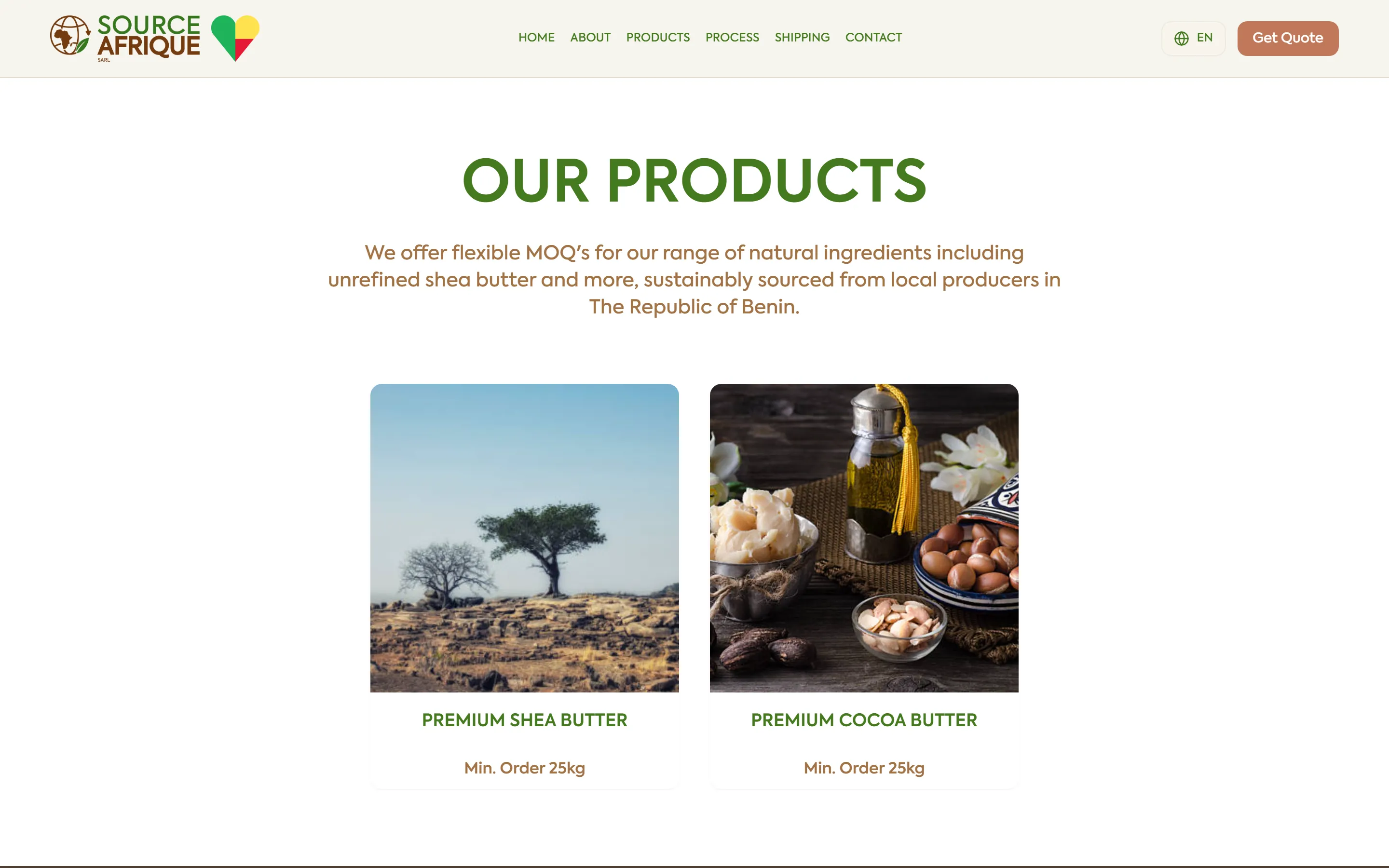 Source Afrique bulk product range